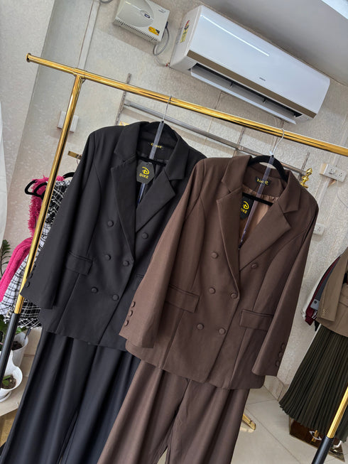 Hight Quality Double Breasted Blazer With Pant Sets